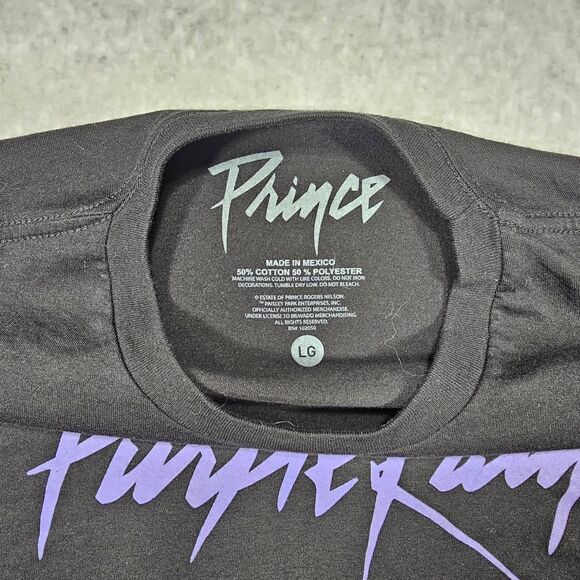 Prince Purple Rain Men's Black Large Cotton Polyester T-Shirt - Picture 3 of 5